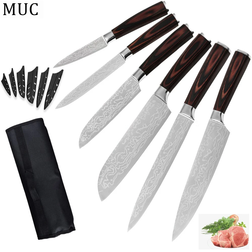 Набор дамасских ножей 7CR17 из нержавеющей стали японский шеф нож с портативным