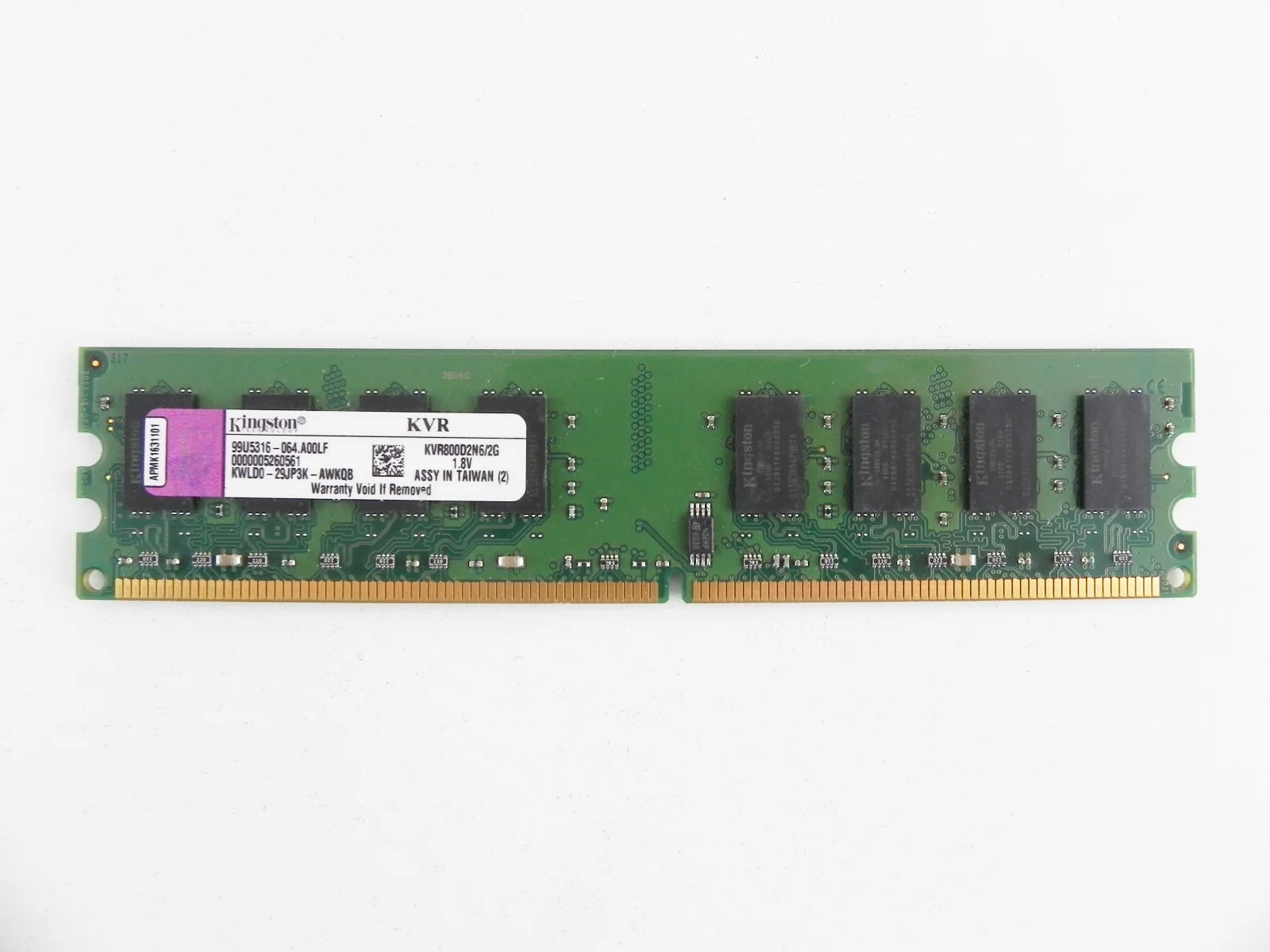 Оперативная память 2 ГБ 1 шт. Kingston KVR800D2N6/2G Б/У | Компьютеры и офис