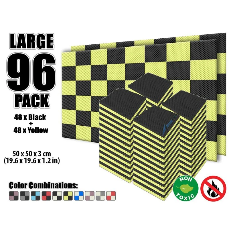 

Arrowzoom 96 pcs 19.6" x 19.6" x 1.2" Color Combination Convoluted Egg Crate Tile Studio Sound Absorbing Panel Acoustic Foam