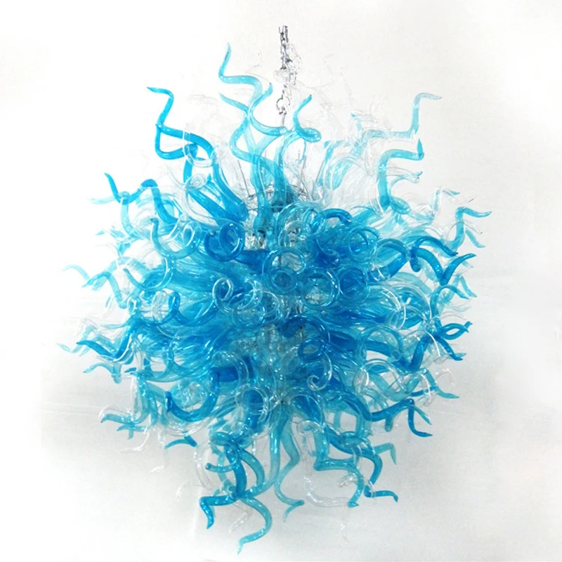 

Nordic Aqua Blue Glass Chandelier Lighting LED Hanging Indoor Light Fixture Living Room Home Hotel Bar Light