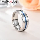 Мужское кольцо для гравировки на заказ, кольцо из нержавеющей стали с черной и синей поверхностью внутри и синей поверхностью, мужсветильник темперное кольцо с высосветильник