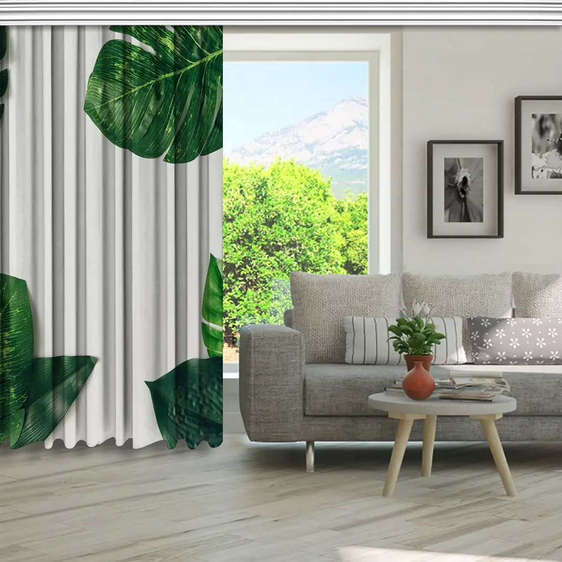 Занавеска тропические листья экзотическая природа джунгли большой лист
