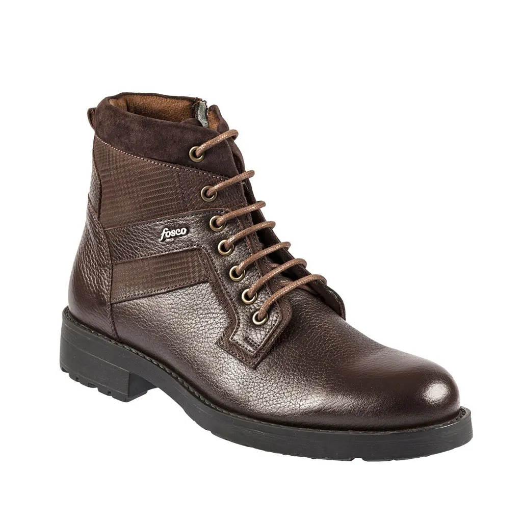 

Fosco Men's Zipper Boots %100 Genuine Leather Warm Inner Lining and Rubber Sole Brown Colour