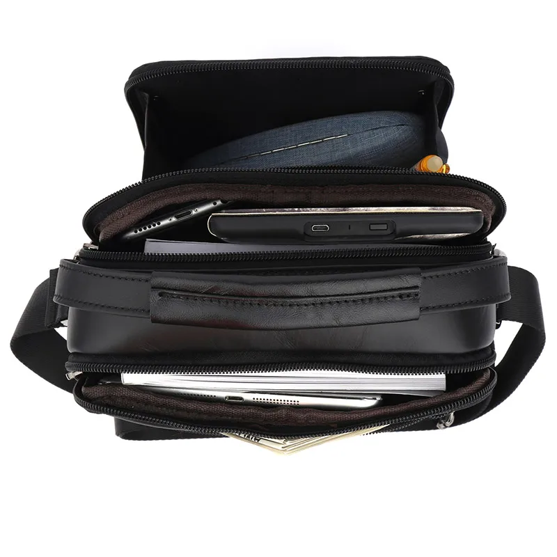 Fashion Men Genuine Leather Handbag Male Cowhide Leather Messenger Bag Business Travel Messenger Bag Middle Crossbody Bag