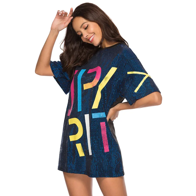 

2022 Summer Hot Selling Outdoor Sports Loose Straight Letter Print Casual Dresses for Women