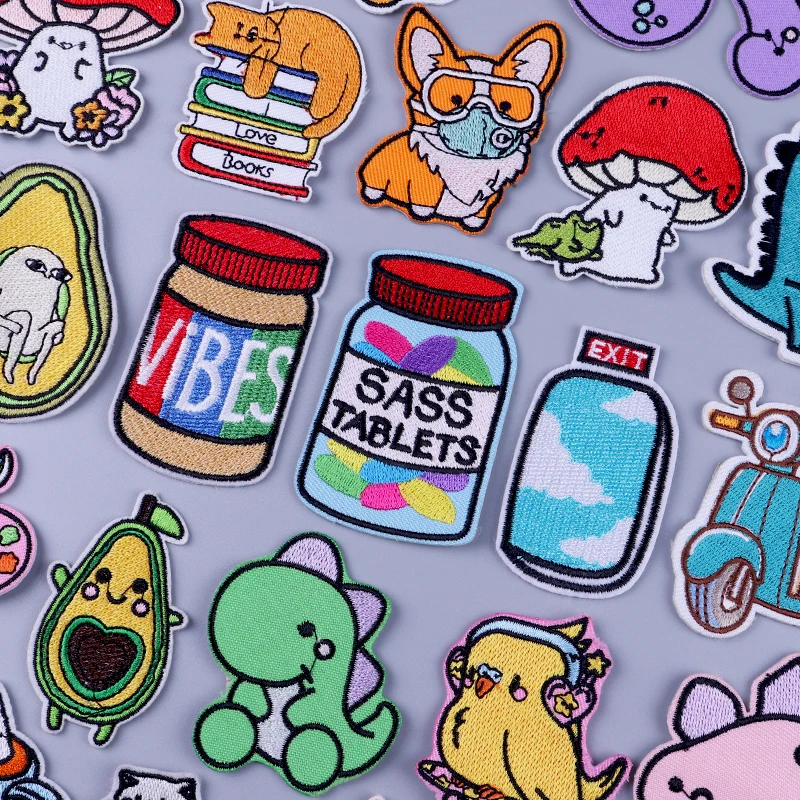 

Cartoon Patch Iron On Patches On Clothes Animal Patch Children's Patches For Clothes Embroidered For Clothing Diy Striped Badges