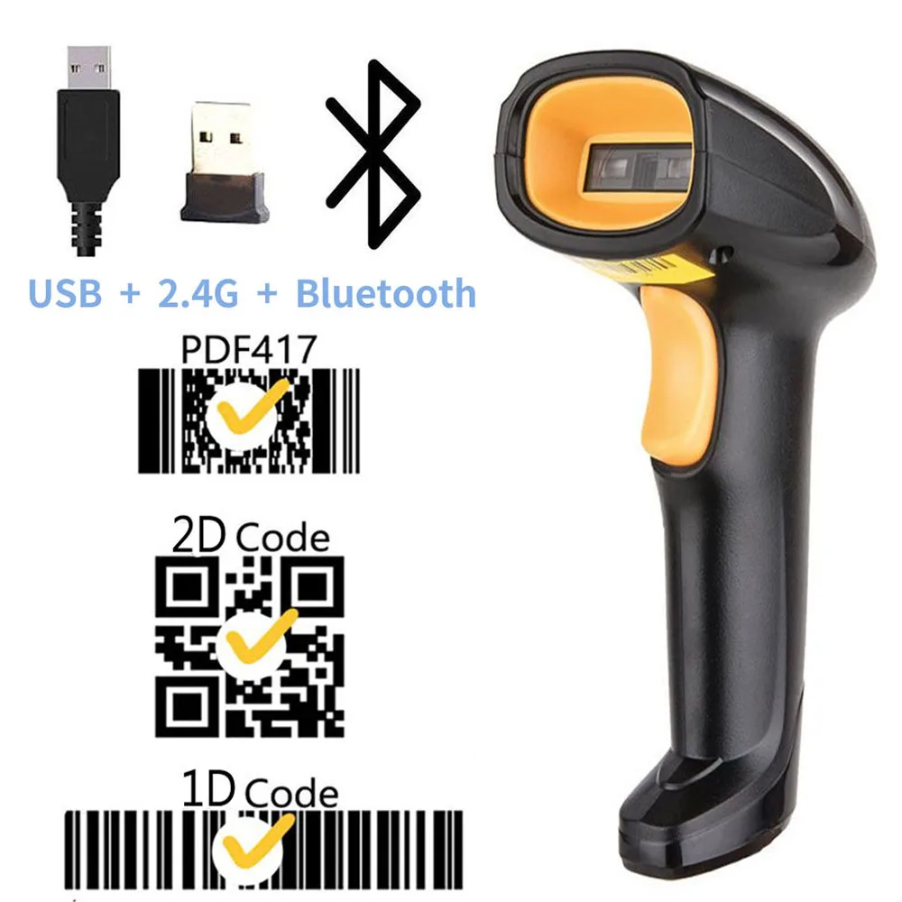 Беспроводной ручной сканер штрих-кодов Bluetooth 1D 2D Qr устройство для считывания