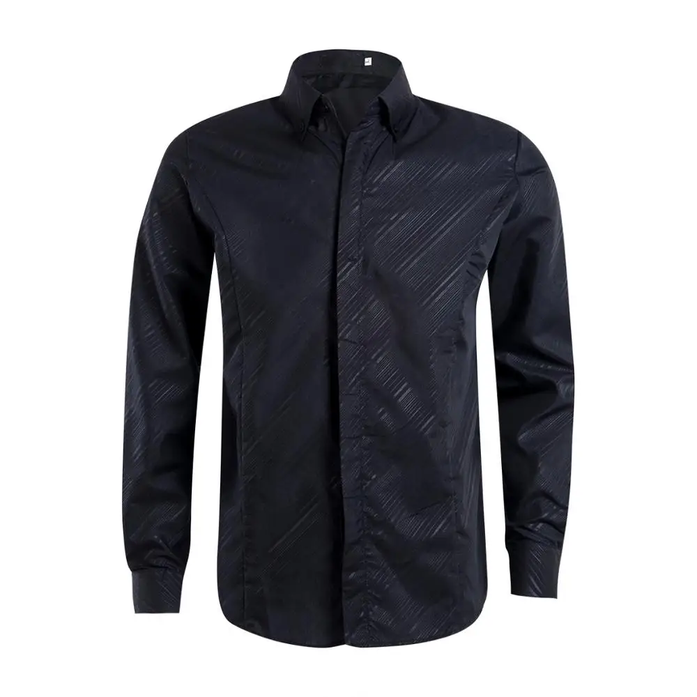 Рубашка мужская с V-образным вырезом люксовая стильная формальная сорочка Slim Fit