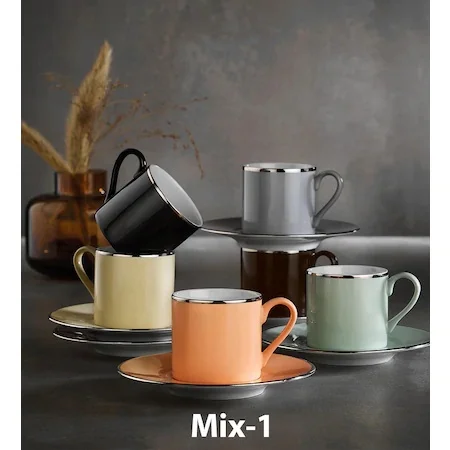 

Porcelain Dream Colorful Coffee Cup Pad 6 + 6 Piece Turkish Made In High Quality