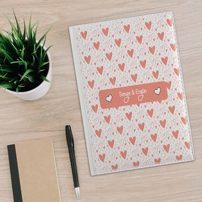 

Personalized 2020 White Leather Organizer (Valentine's Day Temalı-42)