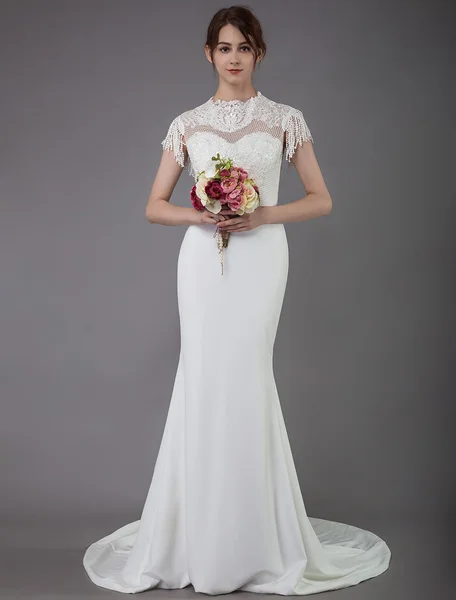 Свадебное платье в стиле бохо с коротким рукавом кисточками и шлейфом 2020 |