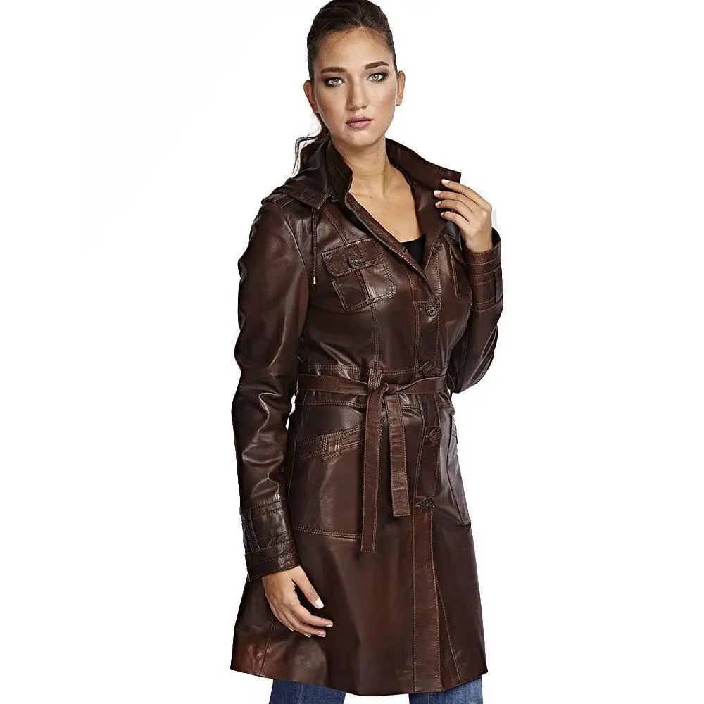 Women leather coat Genuine Leather Women 's Jacket Coats Real Original Lambskin Autumn Winter  Slim Коричневое кожаное пальто