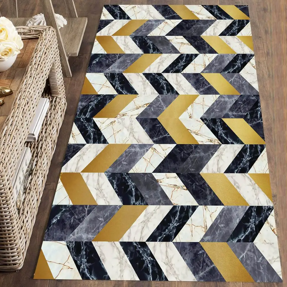 Еще желто серый геометрический мраморный скандинавский нескользящий коврик из