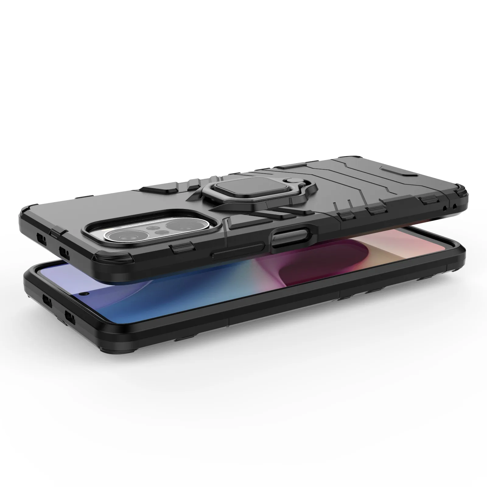 Case + Compatible hydrogel Protector for Xiaomi little F3 with 360 ° rotating ring magnetic hard shock resistant housing