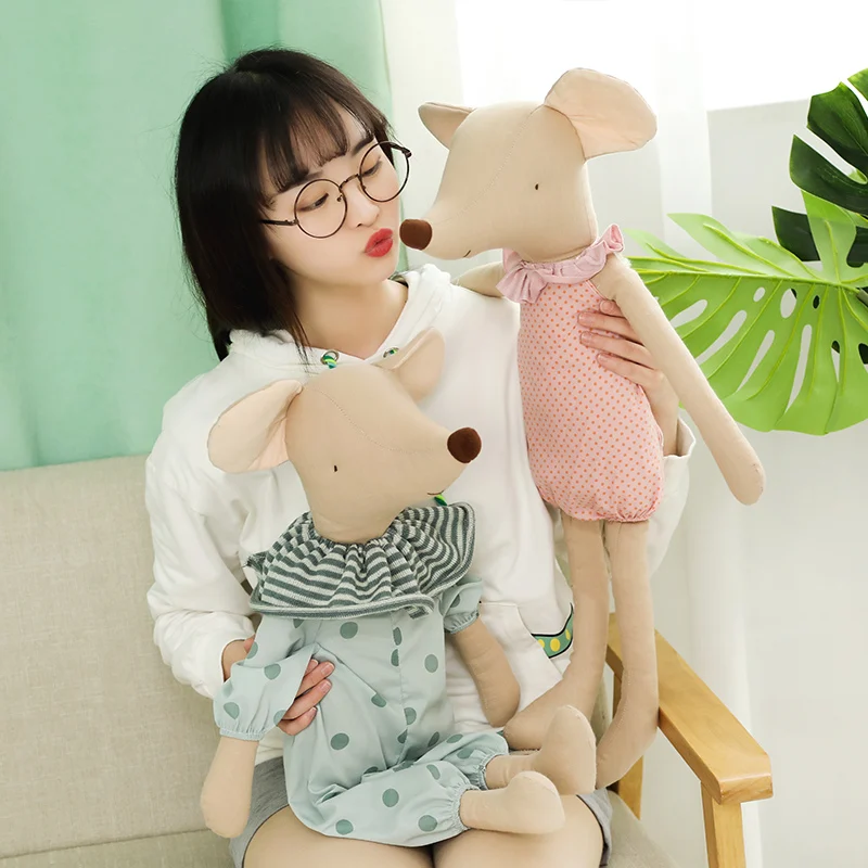 

35-60cm Skinny Mouse Plush Toys Adorable Cloth Dressing Animal Mouse Stuffed Dolls Soft Kids Girls Birthday New Year Gifts