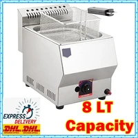 commercial deep fat fryer gas frying machine grill stainless steel countertop natural or lpg gas single total 8 liters tr