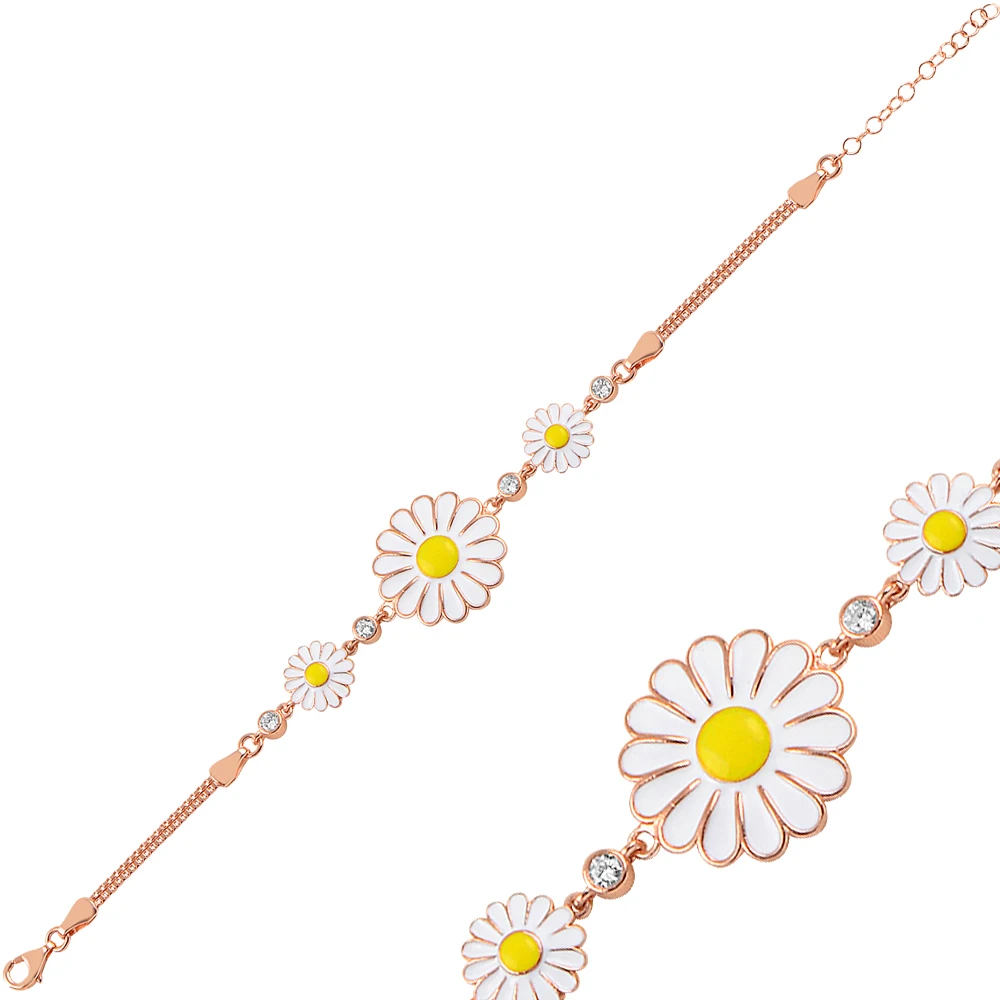 

Silver Daisy Yellow Rose Bracelet