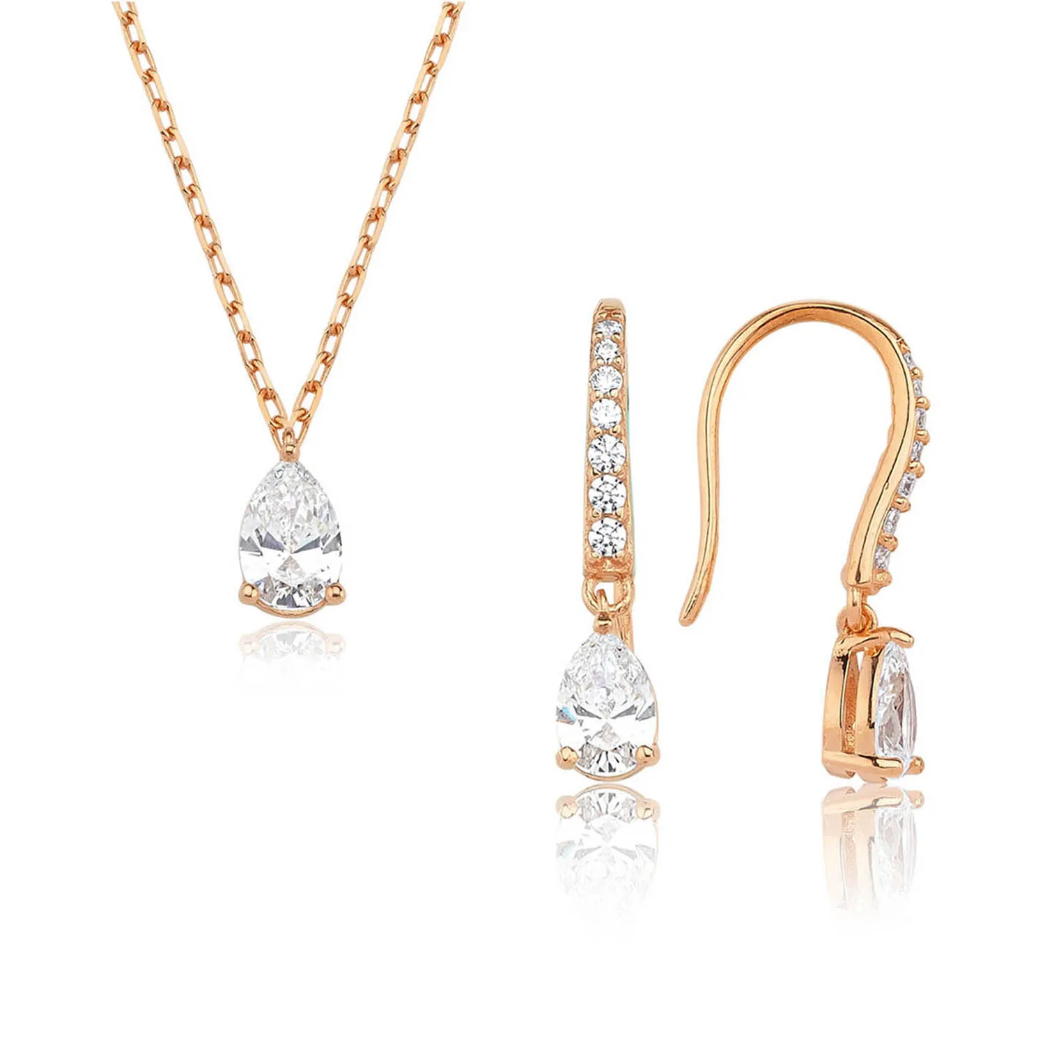 

Valori Jewels 0.99 Carat, Zirconia White Pear Gemstone, Rose Gold Plated, Sterling Silver Mini Set