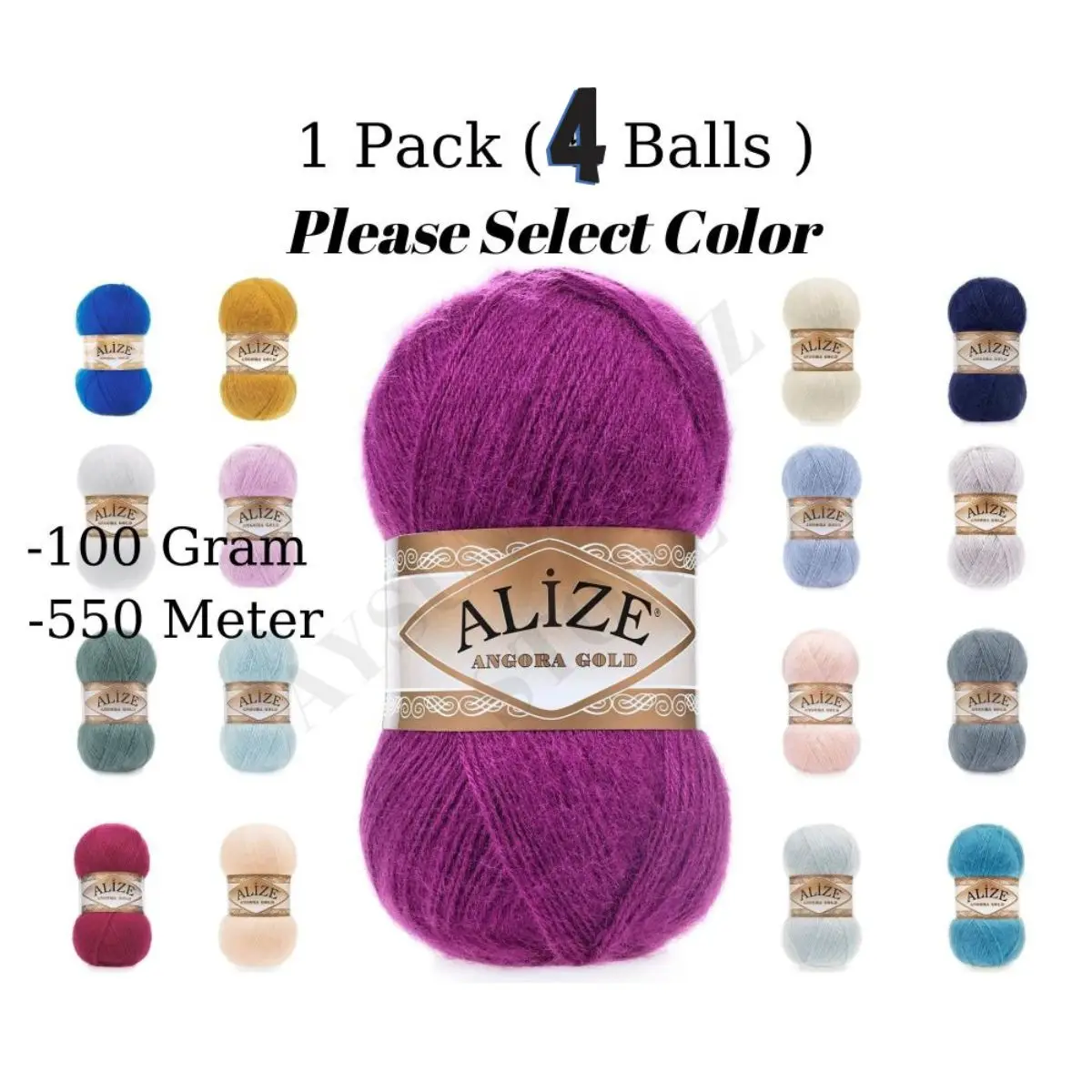 4 palline Alize Angora Gold Knitting Yarn ( 1 Ball: 100 grammo/550 metri) Kit di attrezzi per uncinetto