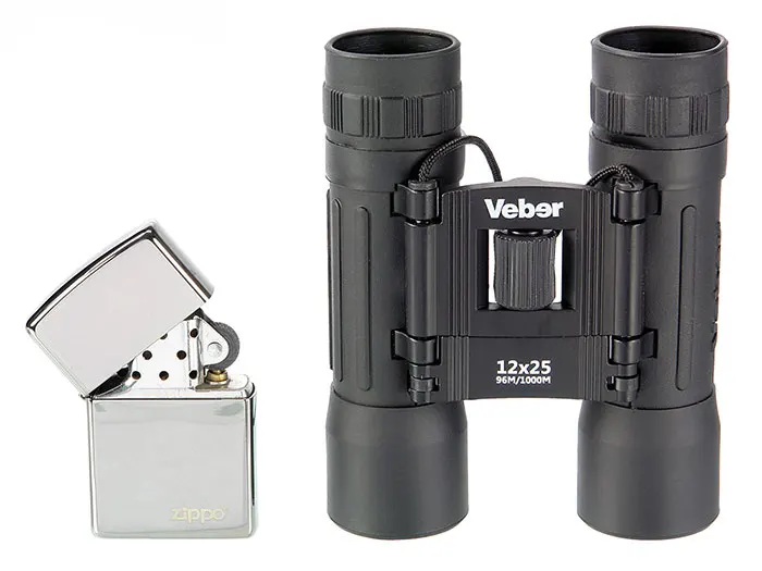 Light pocket binoculars Veber Sport BN 12x25 black free shipping Russia |