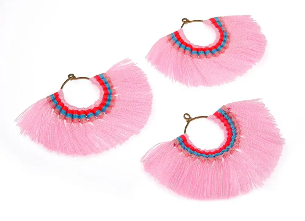

Fan Tassel Earring Charms with Ring - Tassel earring pendant - Fan Ring Earrings - 2Pcs/Lot - 84.57x60.13x5.51mm - TS1103