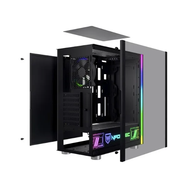 Micro ATX/Mini ITX/ATX чехол Nfortec Caronte Pro RGB Black | Компьютеры и офис