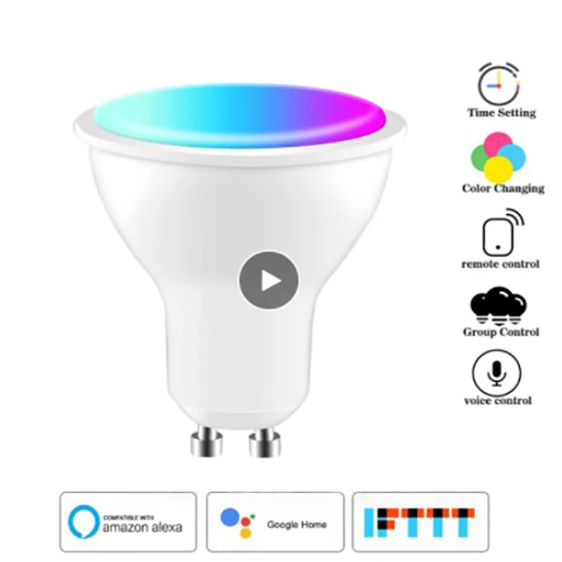 GU10 Точечный светильник Wi Fi умный Светодиодная лампа 4 Вт RGB + CW 2700 6500K смарт