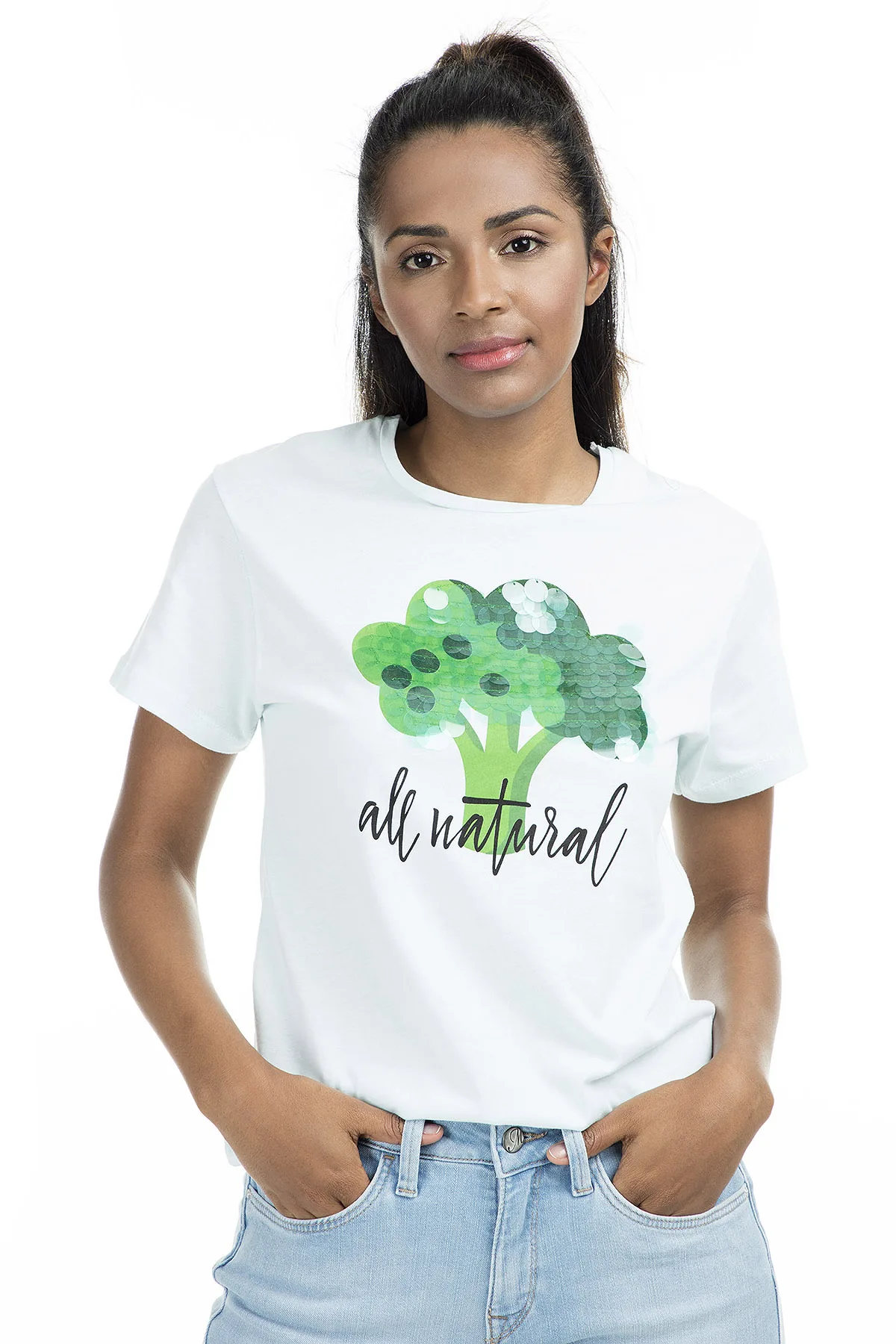 Женская футболка с перечным и мятным принтом 504 FX139 | одежда