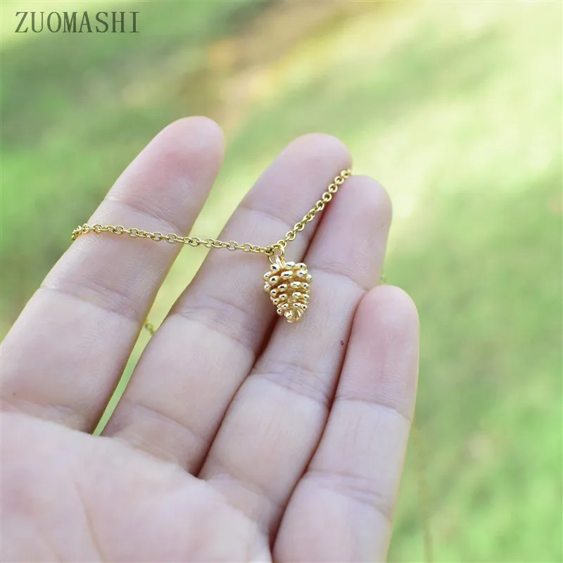 ZUOMASHI Tiny Pinecone Очаровательное ожерелье изящное колье из сосны Осеннее ювелирное