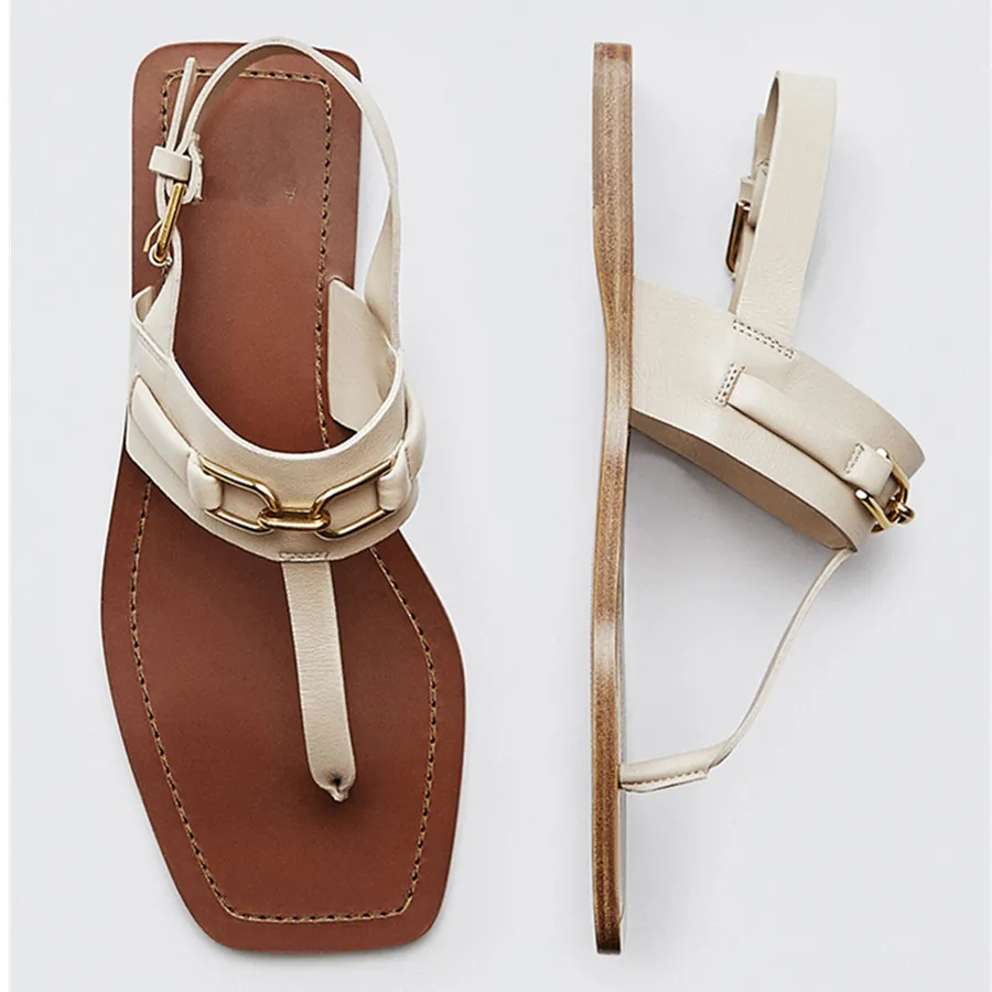 Maxdutti Shoes Women Sandals Indie Folk Vintage Genuine Leather Fashion Gold Buckle Summer Roma Sandals Women Shoes Woman Women