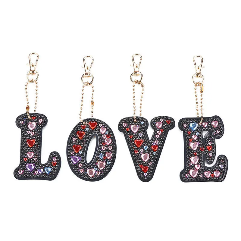 4pcs Love 5 шт./компл. DIY полный дрель алмазов картина брелок мультфильм эмоции милые Животные «любящее сердце» брелок для ключей, алмазная вышивка крестиком на рисунке - Цвет: 4pcs Love