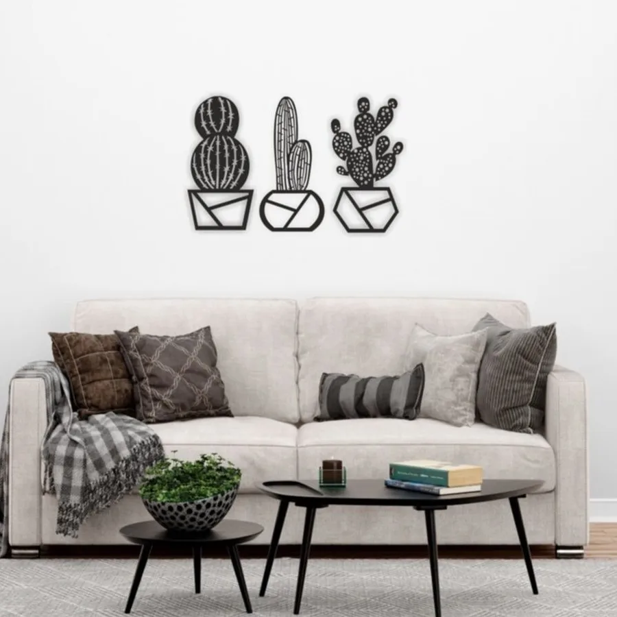 Набор из 3 кактусов Декор стены орнамент лазерная резка ДВП Деревянная