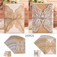 25pcs wedding invitations cards laser cut baby shower gift greeting card party invite favor supplies
