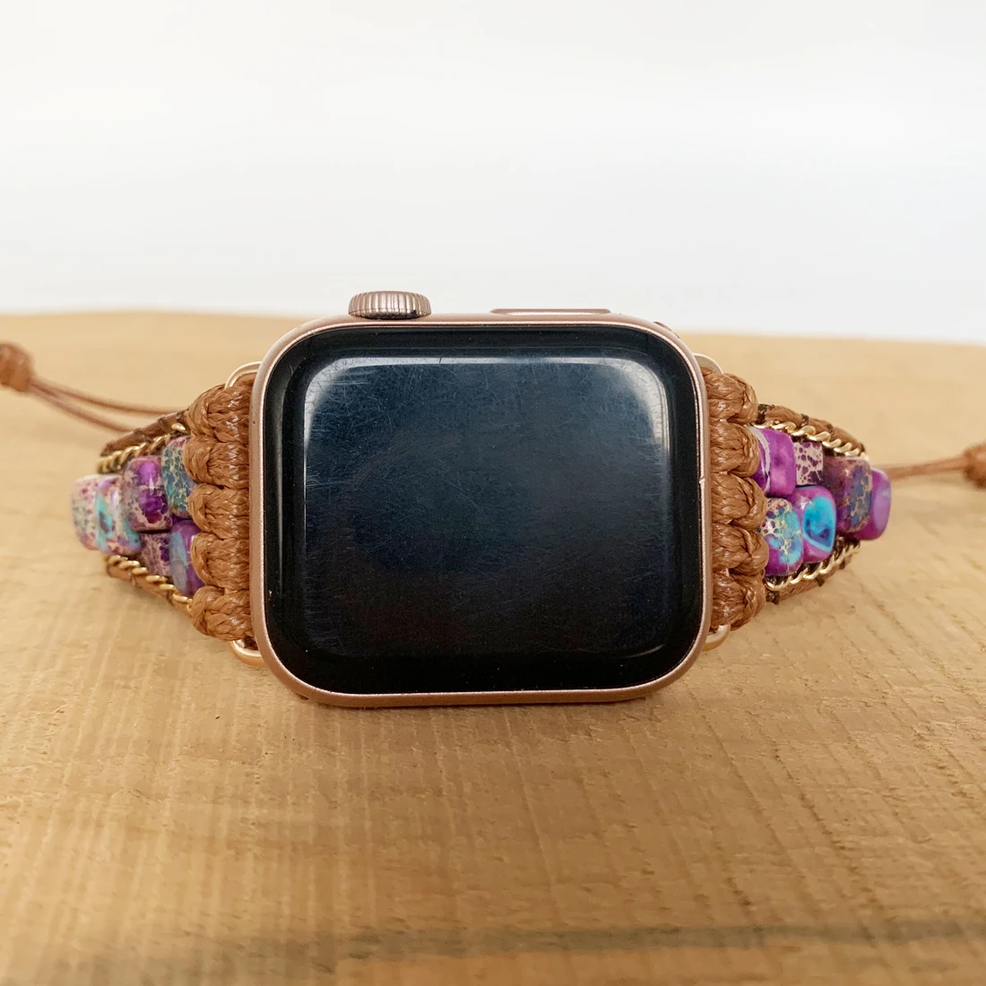 

Unique Natural Stone Apple Women Watch Band Beads Boho Wrap Vegan Rope Watch Strap Wrist Band Bracelet Accessories Wholesale