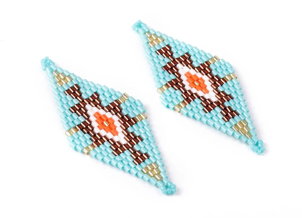 

TH1002 - 2Pcs/Lot - Toho Beaded Rhombus Charms - Japanese seed beads - Handmade Seed Beaded Earring Charms - 60.5x25.14x1.74mm
