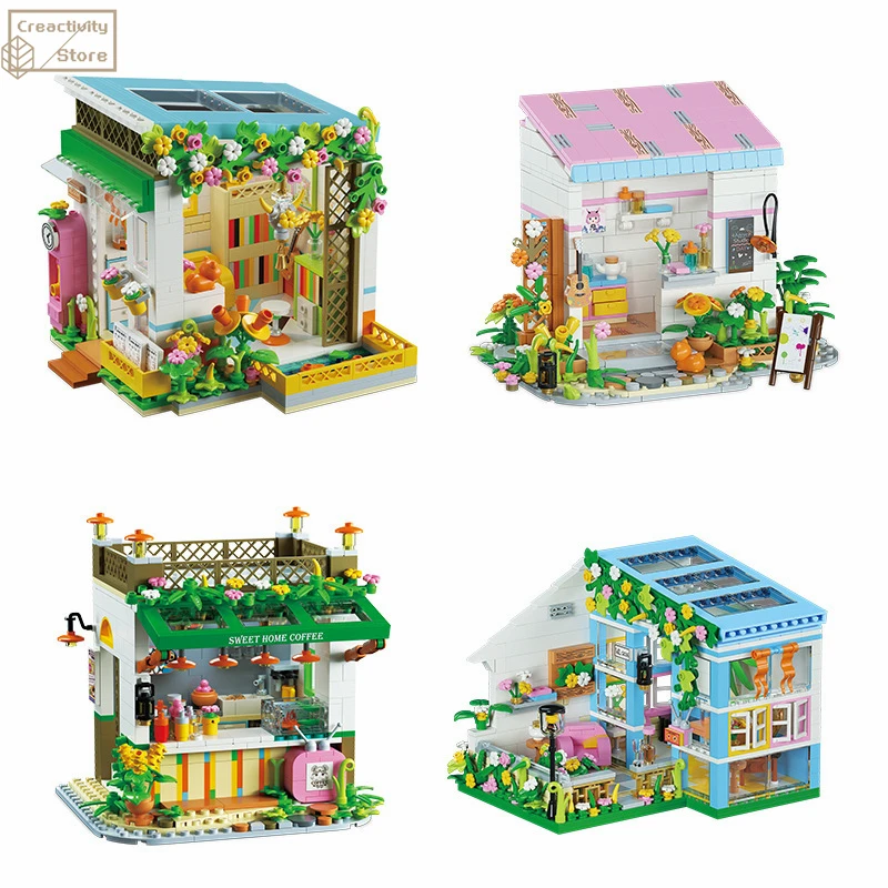 

DIY City Series Street Scene Creative Architecture Building Blocks Garden Atelier Painting Studio Toys For Kids Christmas Gift