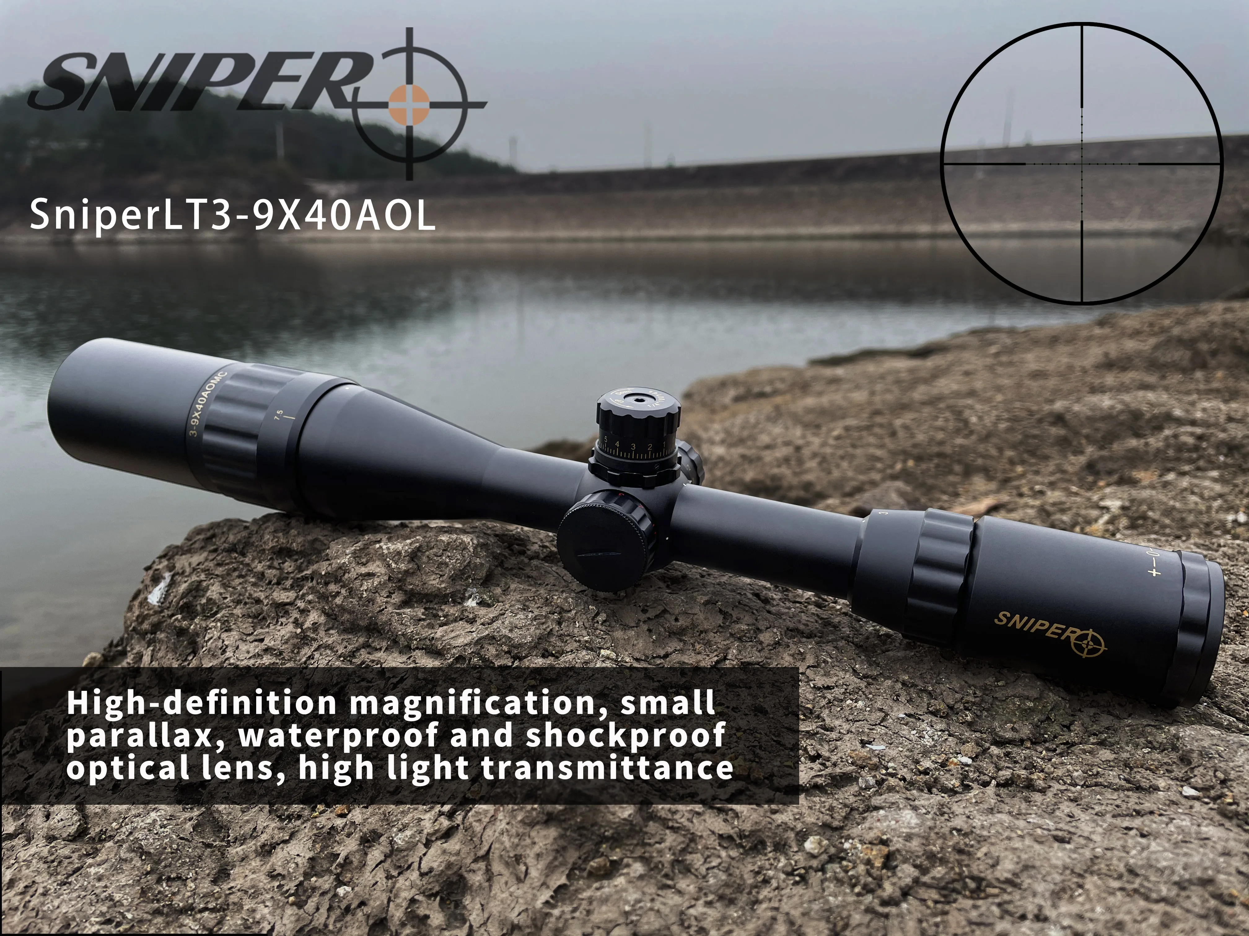 

SNIPER LT 3-9X40 AOL Hunting Riflescopes Tactical Optical Sight Reticle Red Dot Illuminated Rifle Scope With Mounts