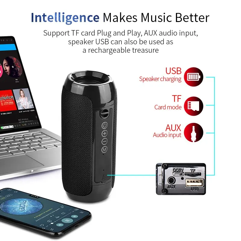 Портативный Bluetooth-динамик TG TG117 беспроводной Перезаряжаемый FM-радиоприемник с