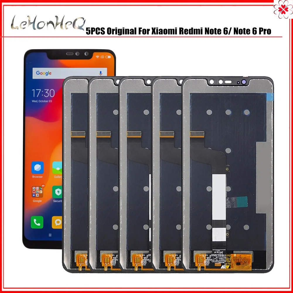 

Оптовая продажа 5 шт./лот для Xiaomi Redmi Note 6 ЖК-экран дисплей Сенсорное стекло дигитайзер Замена для Redmi Note 6 Pro Lcd