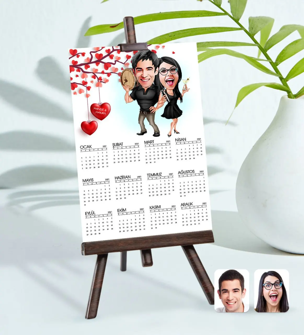

Personalized 15x21 cm Photo Card Valentine Caricature Of easel 2021 calendar-18