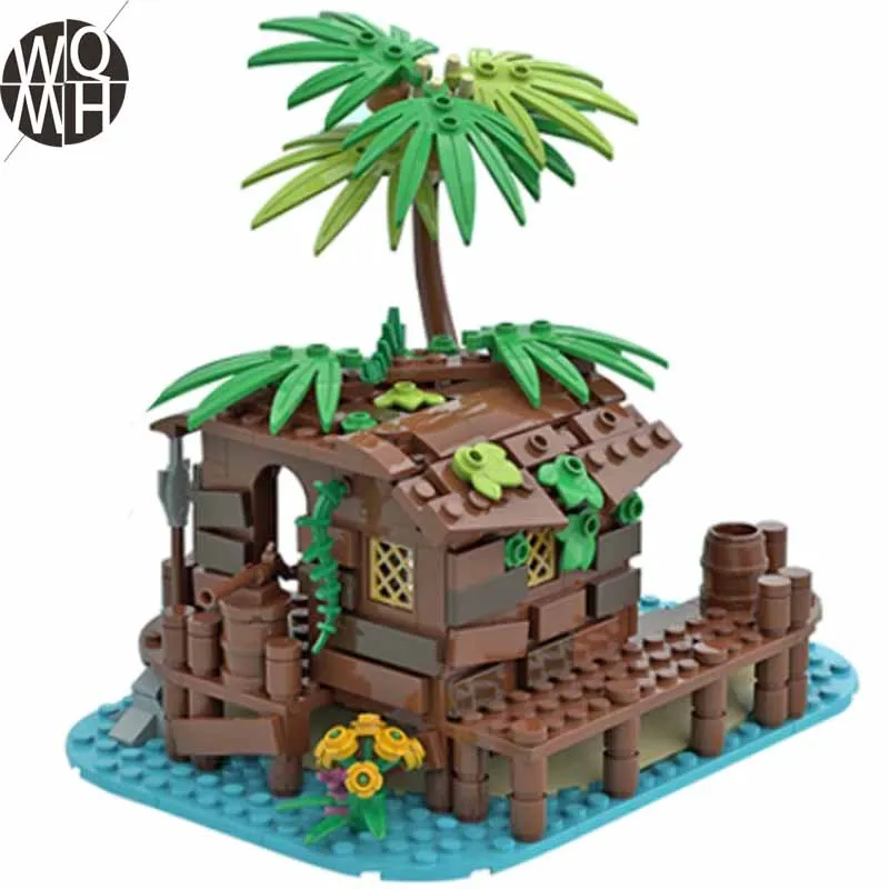 

166pcs Moc Pirate Shed Irates Pirates Barracuda Bay 21322 49016 Constructor Beach Hut Pirate Theme Series Ideas Model Toy Gift