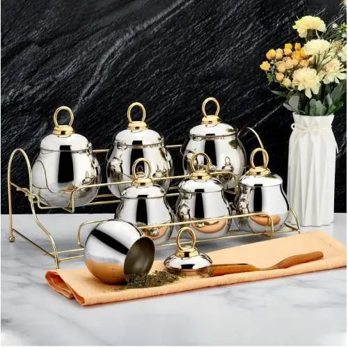

15 Pieces Stainless Steel Spice Set Gold.