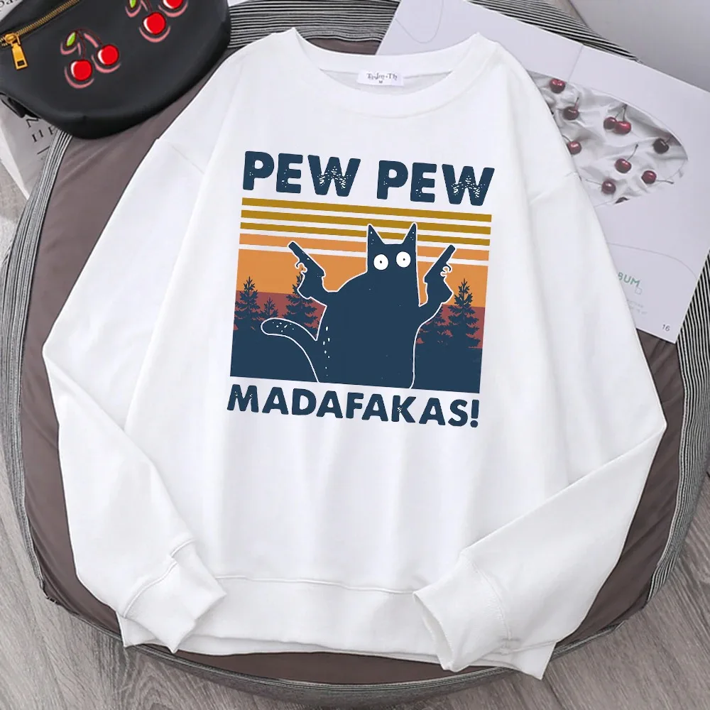 

Women Sweatshirts Pew Madafakas Cartoon Printing Cat Hoodie New Sweatshirt Streetwear Brand Boys Girls Hoodie Long Sleeve Hoodie