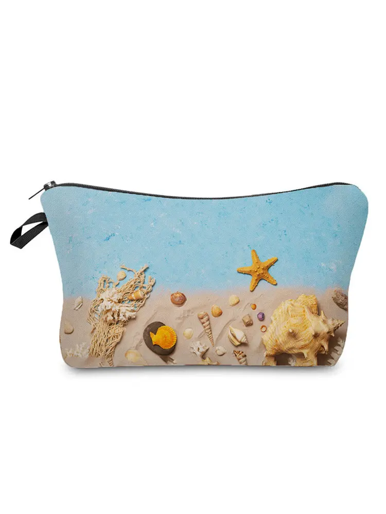 

Beach Starfish Conch Printed Cosmetic Bags Fashion Daily Storage Bags Pretty Hot Sale Small Toiletry Bag High Quality Organizer