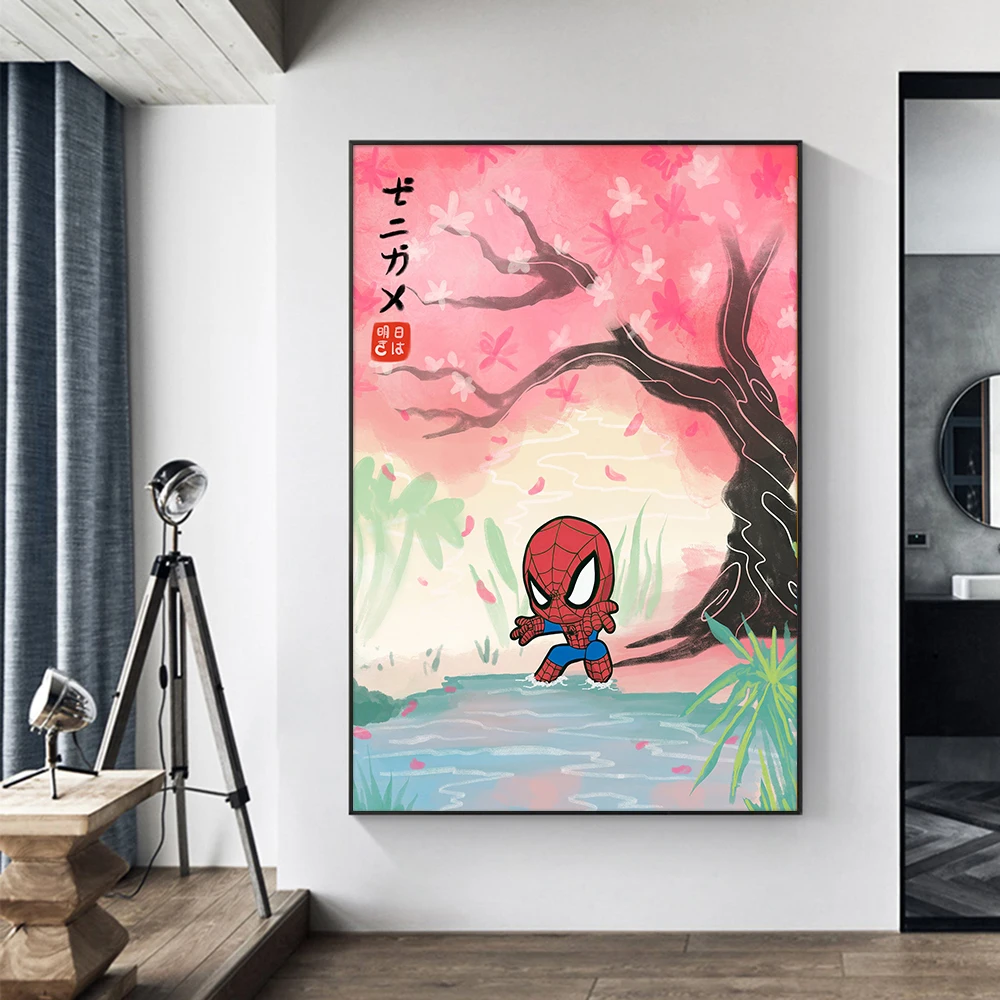 

Marvel Anime Spiderman Funny Canvas Painting Cartoon Avengers Superhero Poster And Print Wall Art Living Room Home Decoration