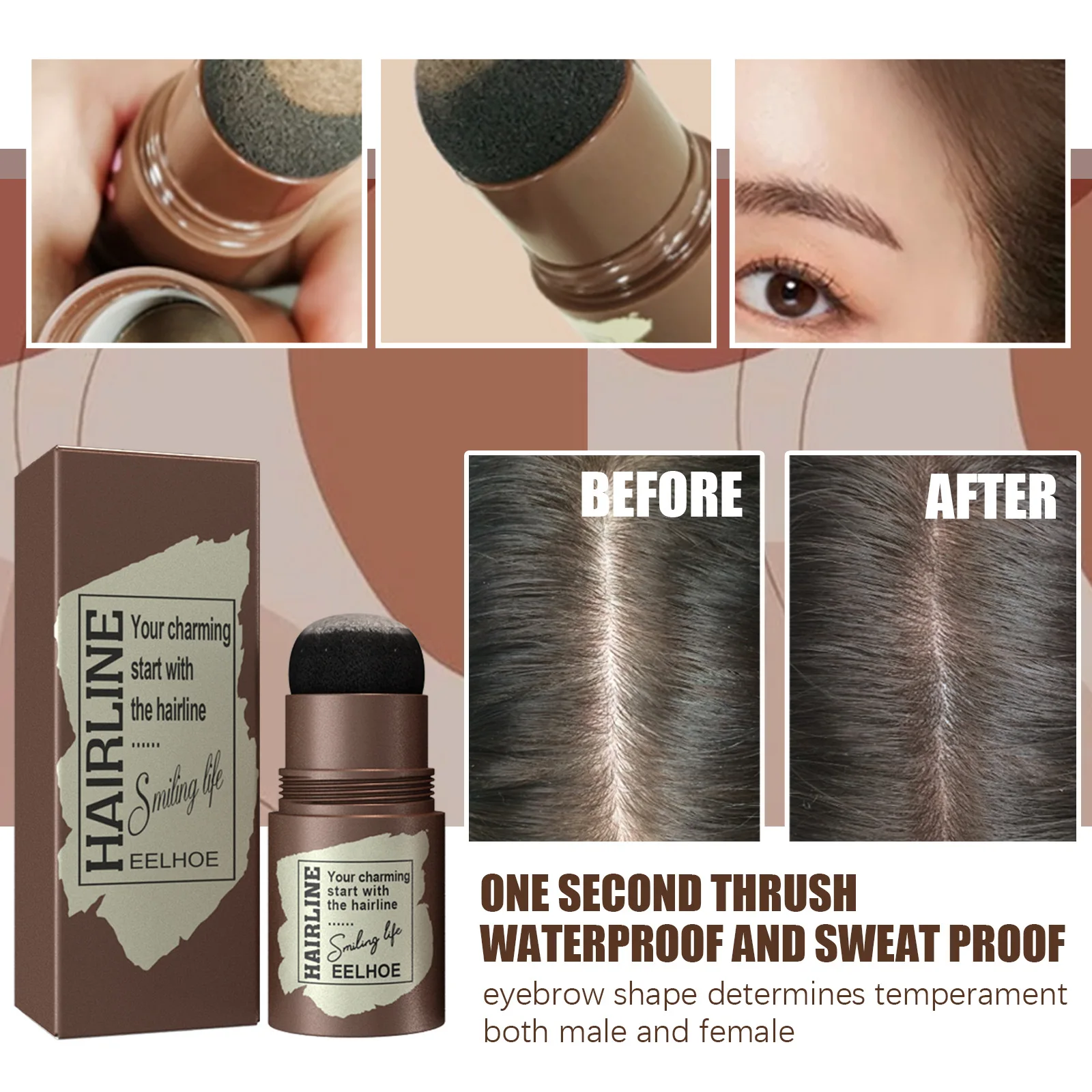 

One Step Eyebrow Stamp Shaping Makeup Kit Women Makeup Brow Set Waterproof Sweatproof Natural Stick Hairline Eyebrow Brow Cake