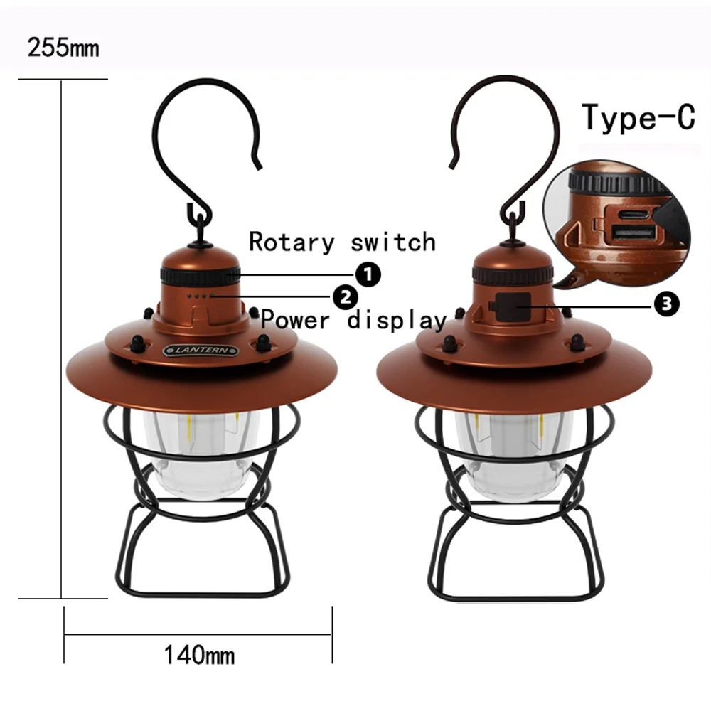 Новые портативные фонари в стиле ретро 3000-6000K цветная температура Type-C USB