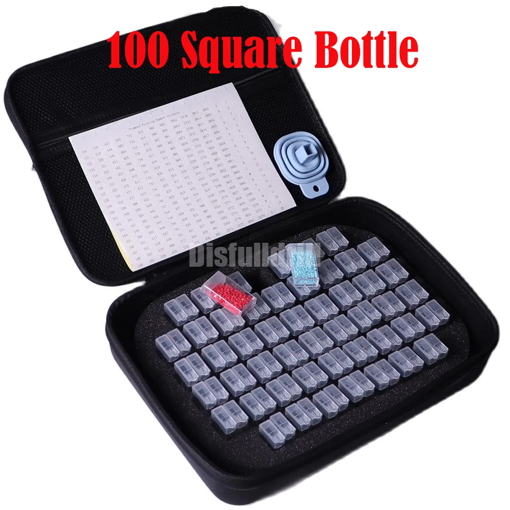 

100 Square Grids boxs diamond painting Tools Storage box Diamond Embroidery Accessories mosaic Carry Case Container Hand Bag