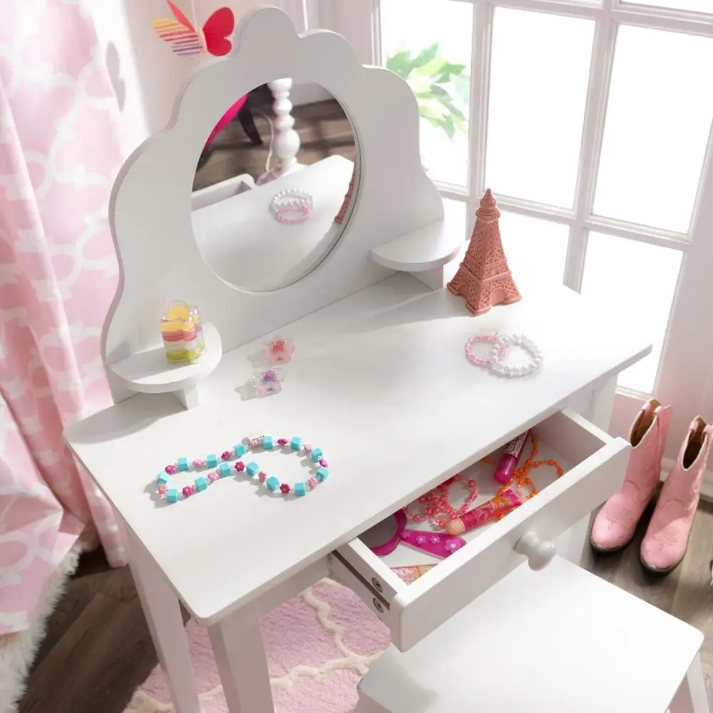 Белый туалетный столик из дерева для девочки &quotМодница&quot (White Medium Vanity &amp Stool) |