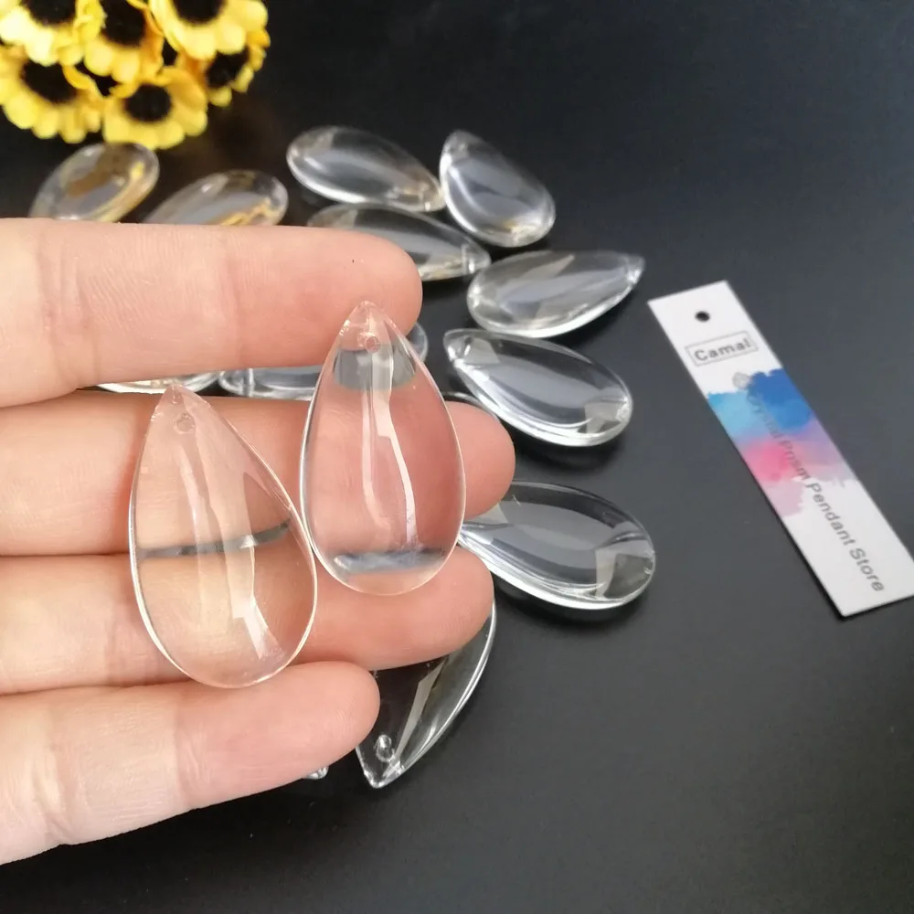 

Camal 20pcs 36mm Clear Crystal Smooth Teardrop Bead Prism Pendant Lamp Chandelier Hanging Ornament Wedding Jewelry Craft Decor